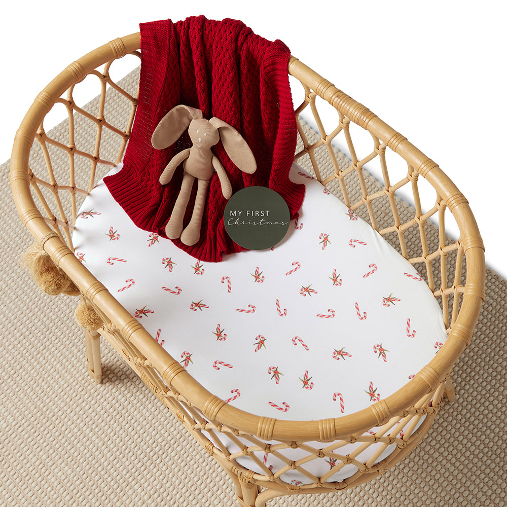 Candy Cane Organic Bassinet Sheet / Change Pad Cover - View 1