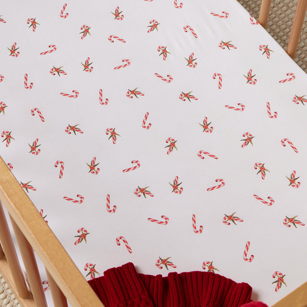 Candy Cane Organic Fitted Cot Sheet - View 2