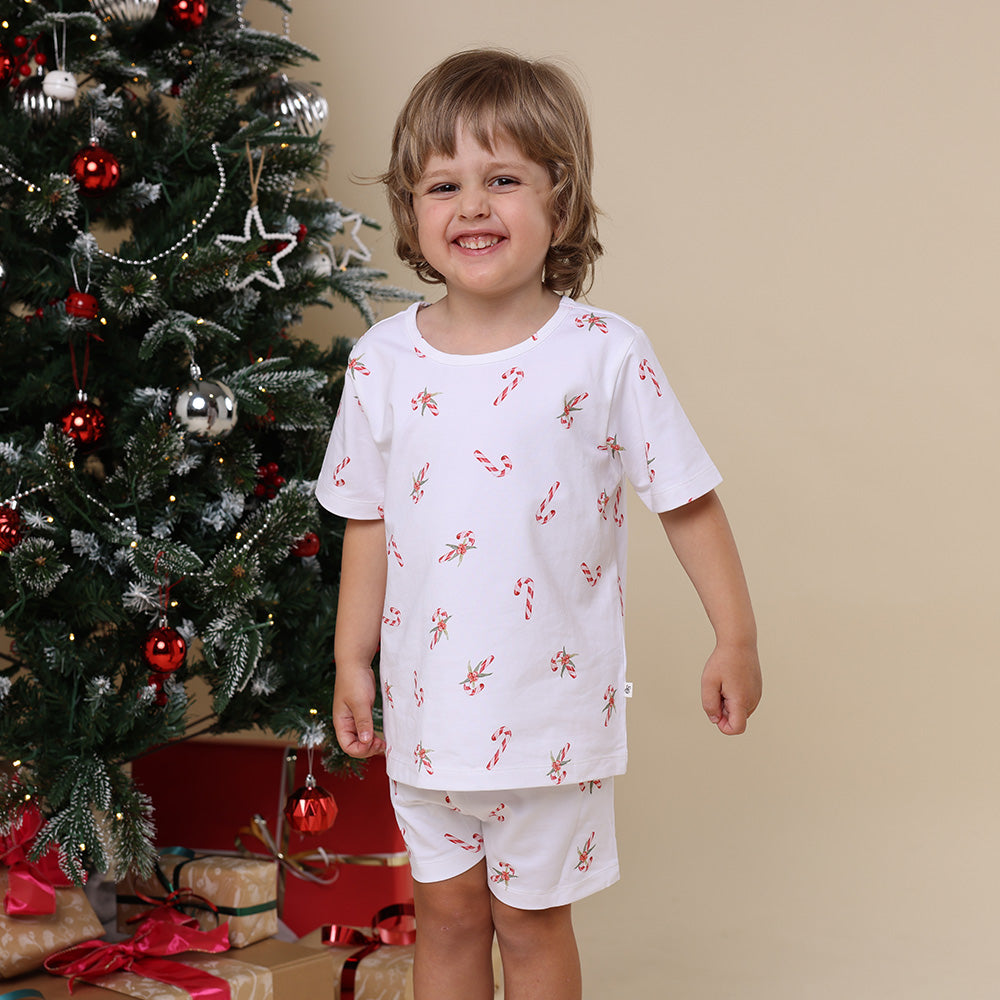 Candy Cane Organic Kids PJ Set - View 1