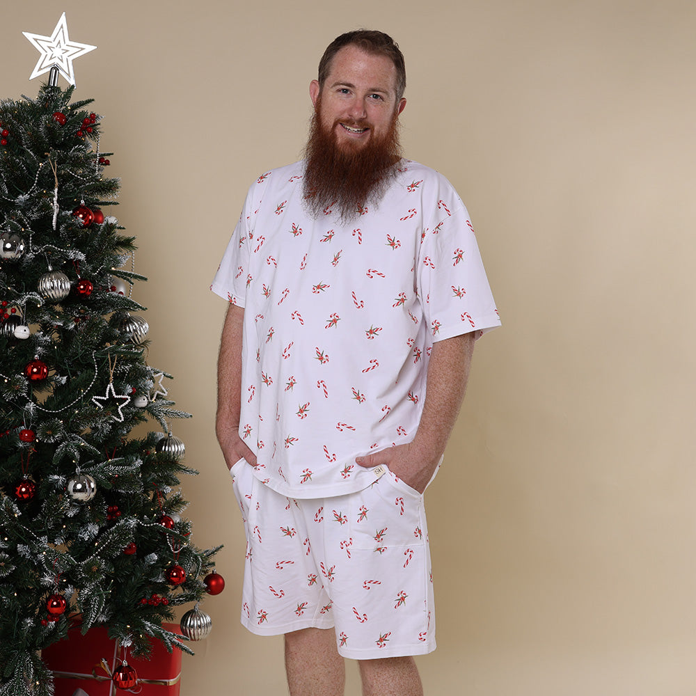 Candy Cane Organic Mens PJ Set - View 1