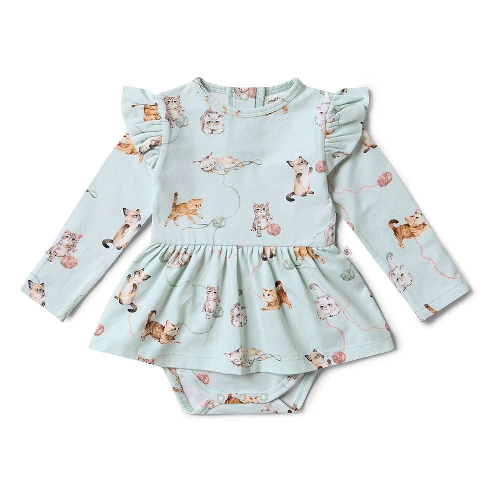 Kittens Long Sleeve Organic Dress - View 2