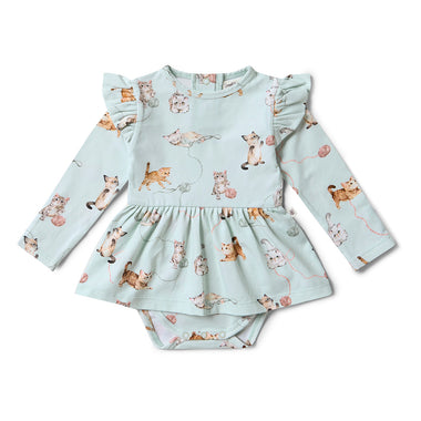 Kittens Long Sleeve Organic Dress | Snuggle Hunny