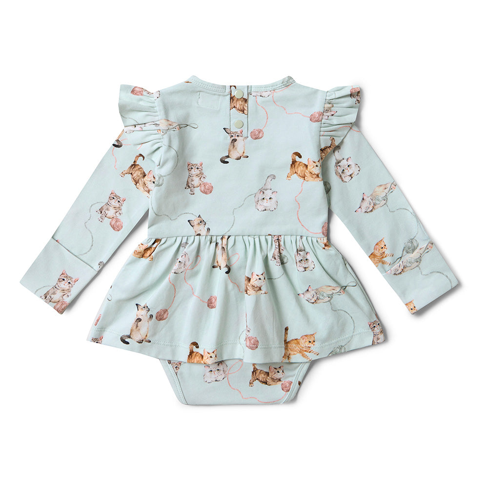 Kittens Long Sleeve Organic Dress - View 7