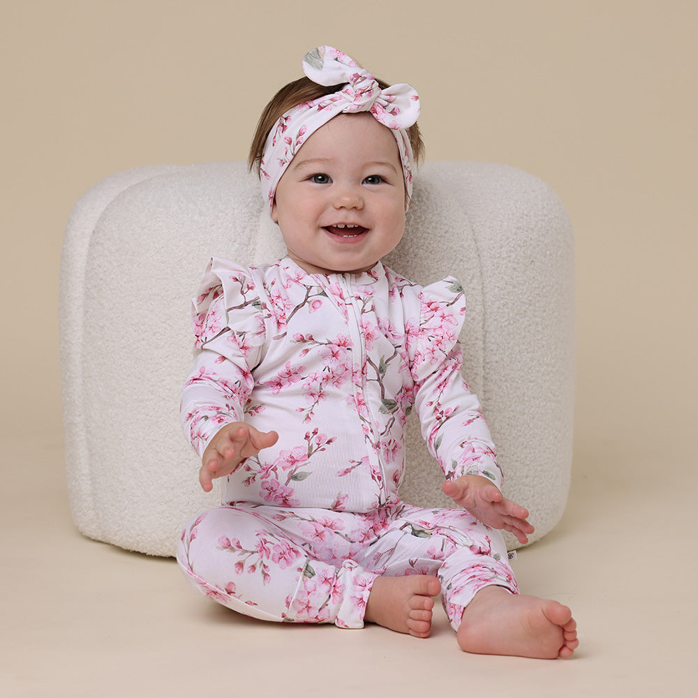 Cherry Blossom Organic Baby Snugglesuit Convertible Romper