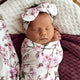 Cherry Blossom Organic Jersey Wrap & Topknot Set - Thumbnail 6