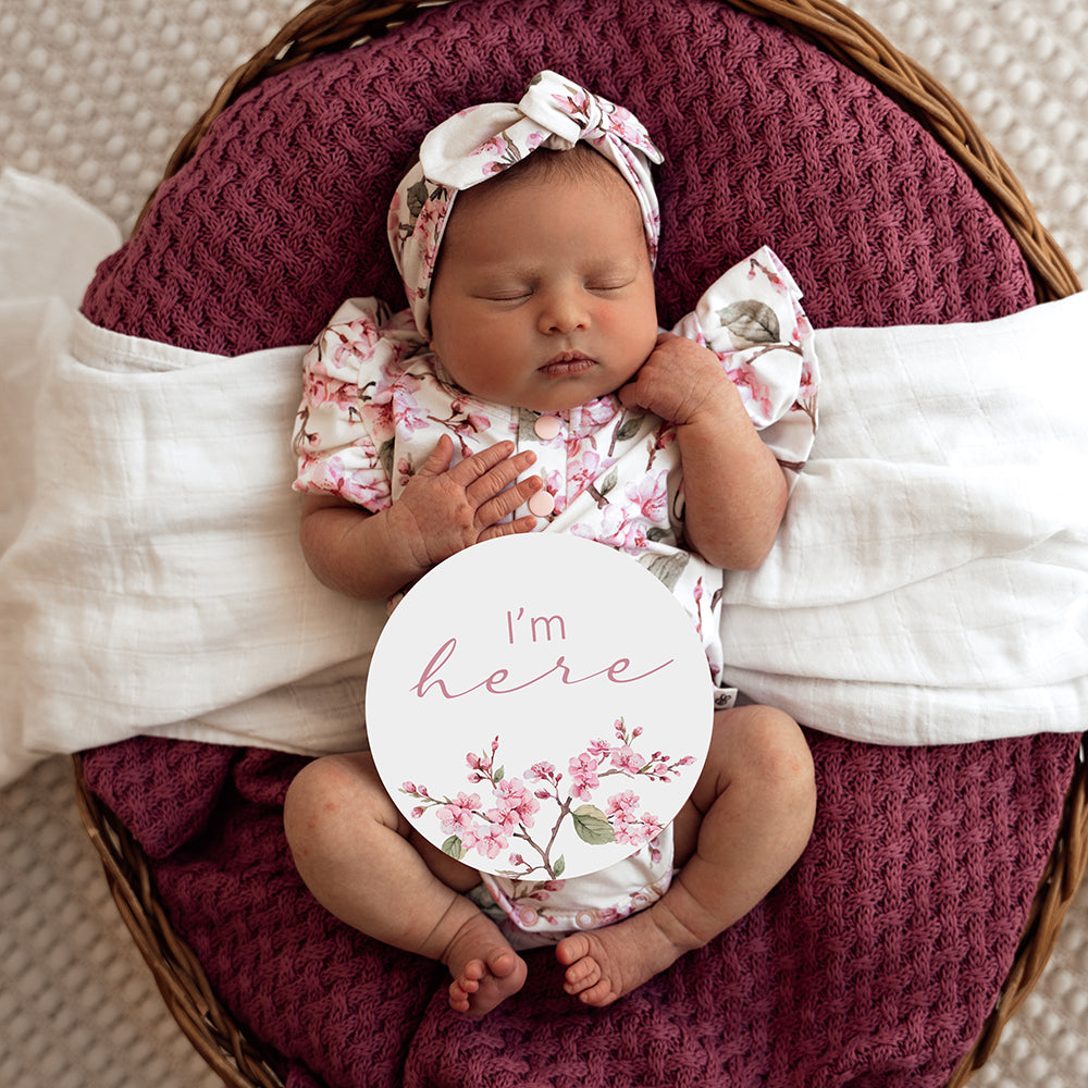 Cherry Blossom Short Sleeve Organic Bodysuit with Frill - View 8