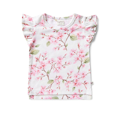 Cherry Blossom Organic T-Shirt with Frill