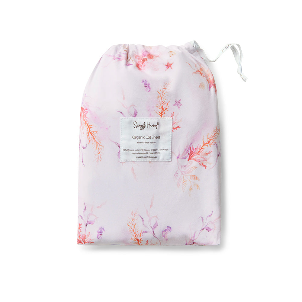 Coral Organic Fitted Cot Sheet - View 7