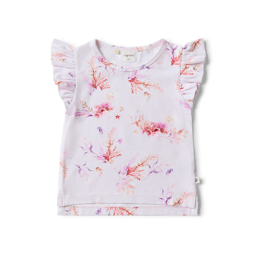 Coral Organic T-Shirt with Frill - View 2