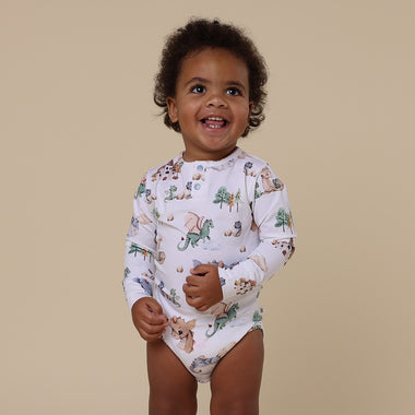 Toddler wearing Dragon Long Sleeve Organic Bodysuit | Snuggle Hunny