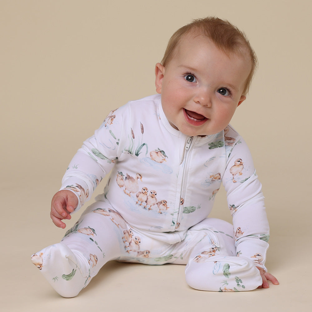 Duck Pond Organic Snuggle Sleepsuit Zip Footie - View 6