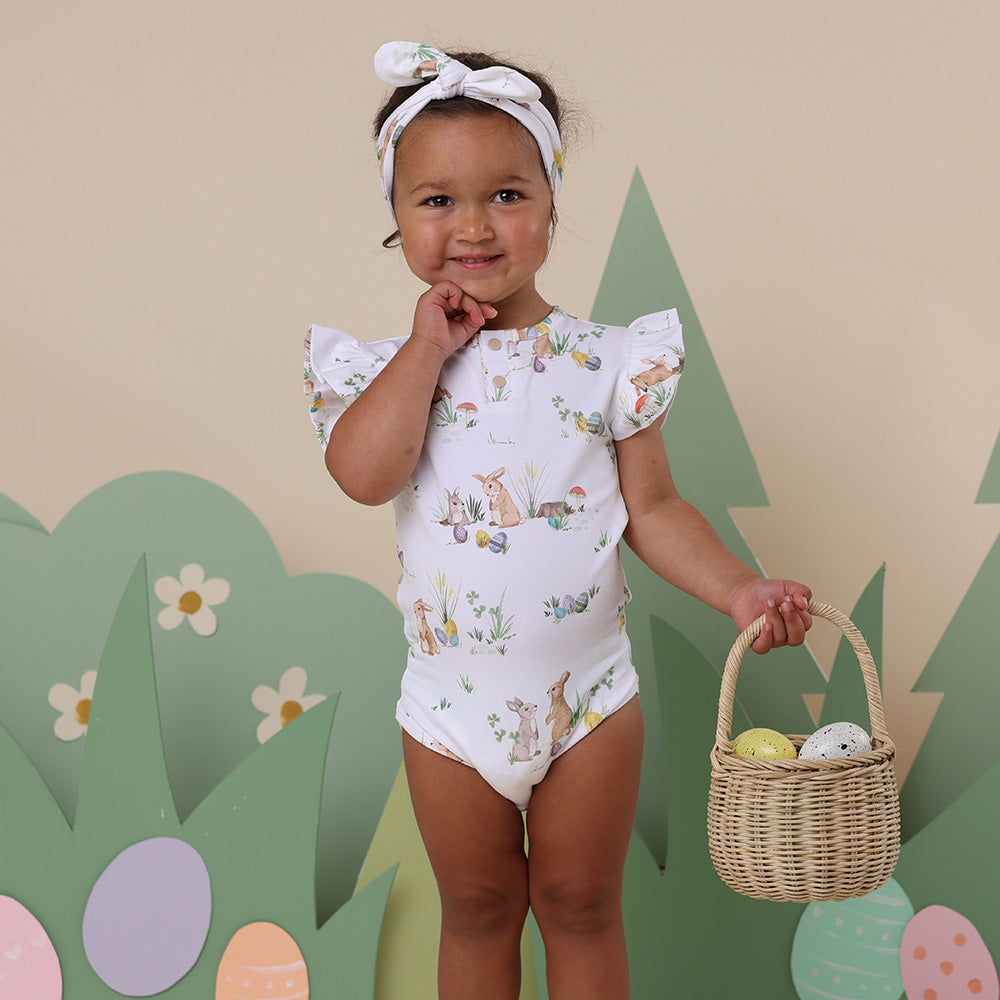 Easter Bunnies Short Sleeve Organic Bodysuit with Frill - View 4