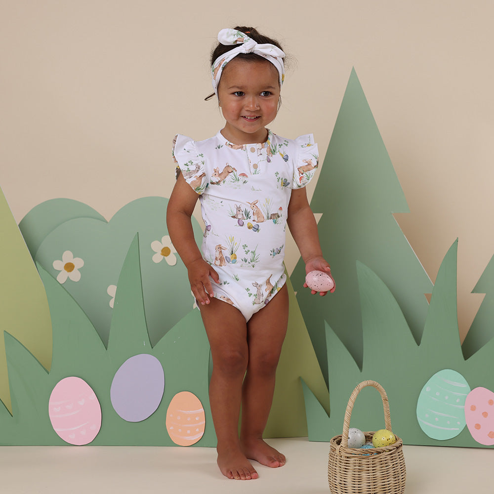 Easter Bunnies Short Sleeve Organic Bodysuit with Frill - View 6