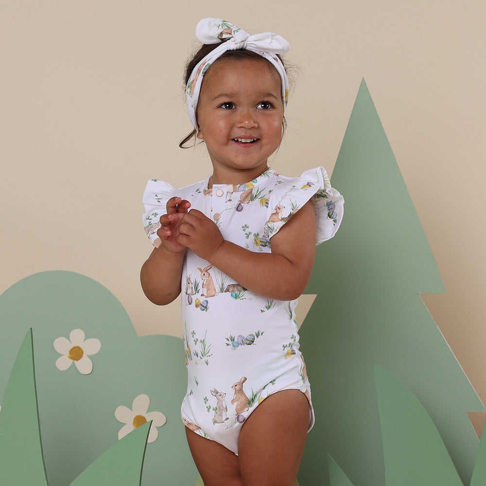 Easter Bunnies Short Sleeve Organic Bodysuit with Frill - View 11