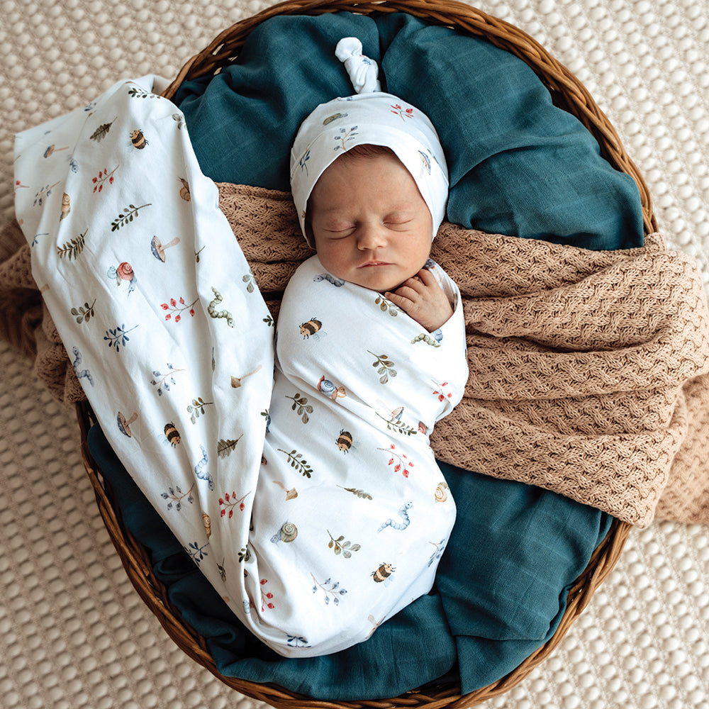 Garden Friends Organic Jersey Wrap Beanie Set Snuggle Hunny