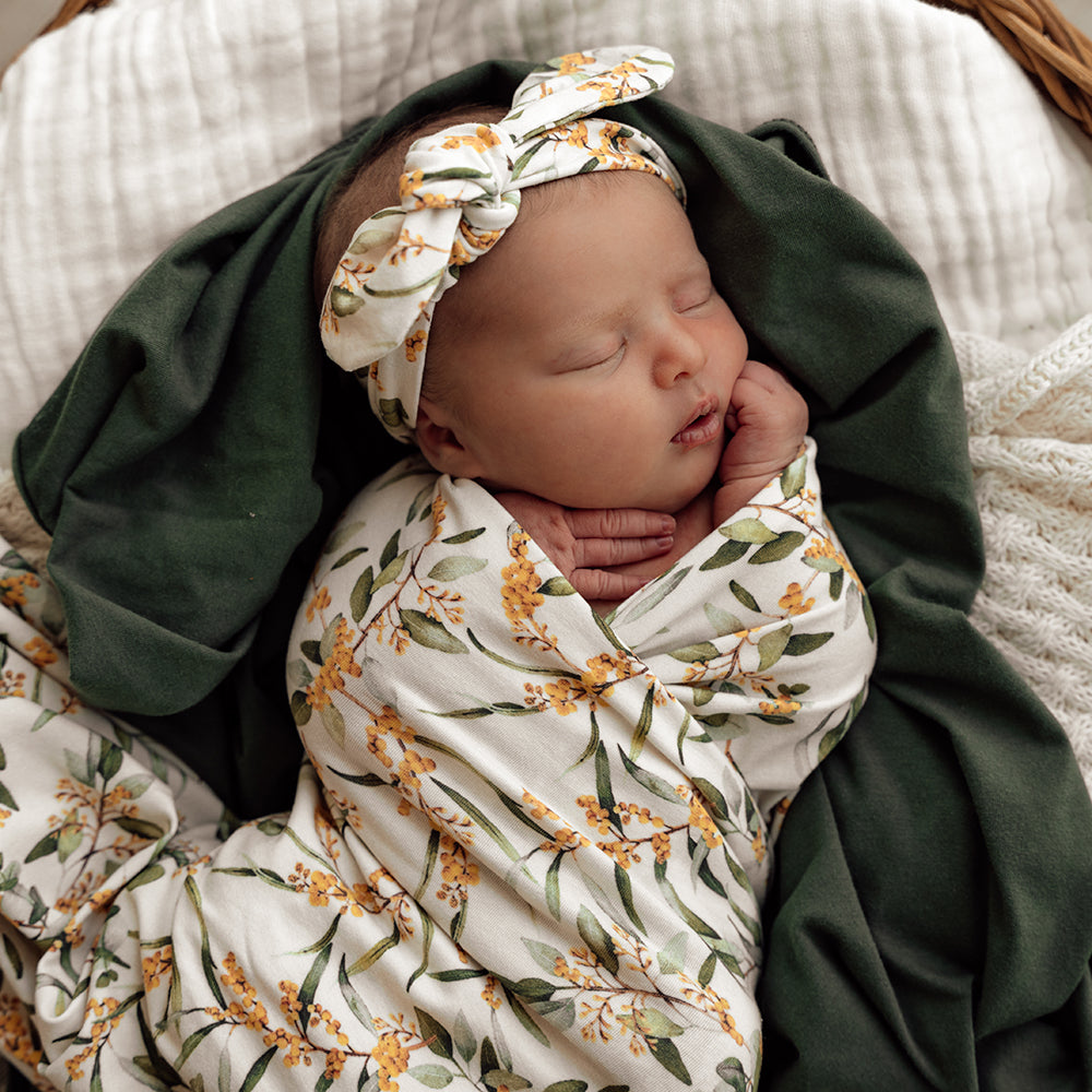 Golden Wattle Organic Jersey Wrap & Topknot Set - View 8