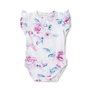 Lilac Skies Short Sleeve Organic Bodysuit with Frill | Snuggle Hunny