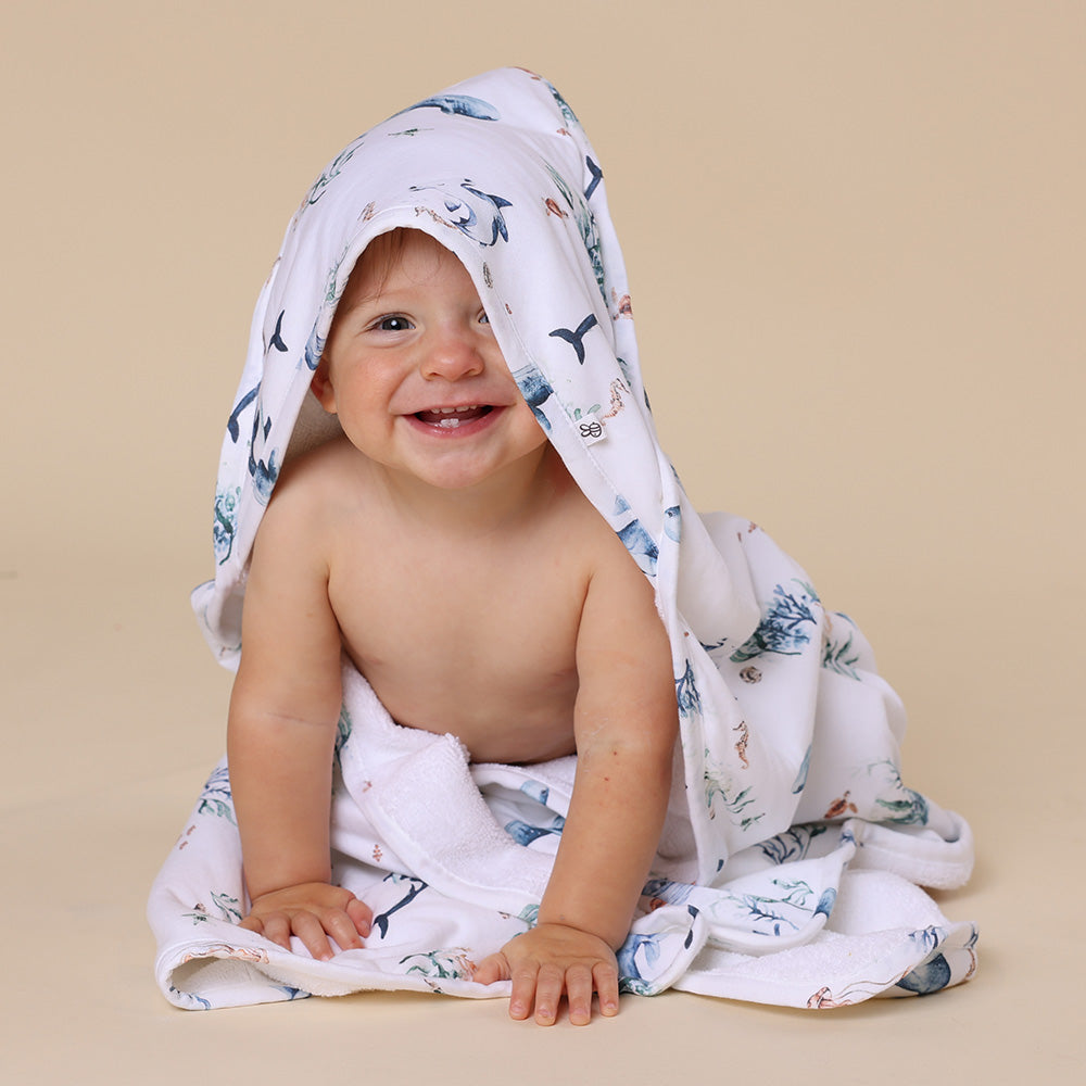 Ocean Organic Hooded Baby Towel - View 3