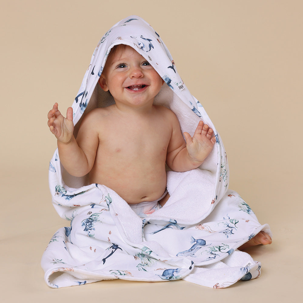 Ocean Organic Hooded Baby Towel - View 1