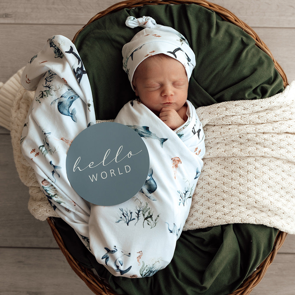 Ocean Organic Jersey Wrap & Beanie Set - View 3