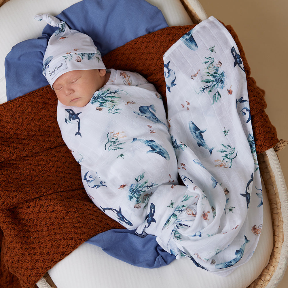 Ocean Organic Muslin Wrap Snuggle Hunny - Main Image