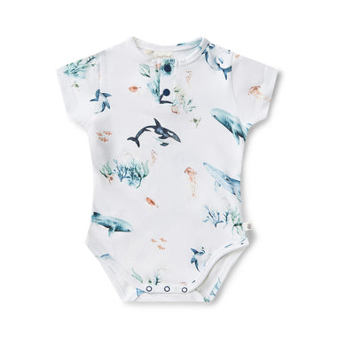 Ocean Short Sleeve Organic Bodysuit | Snuggle Hunny