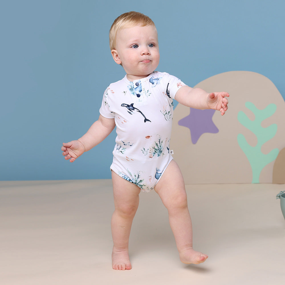 Ocean Short Sleeve Organic Bodysuit - View 3