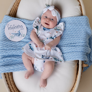 Baby with Ocean & Indigo Reversible Milestone Cards | Snuggle Hunny