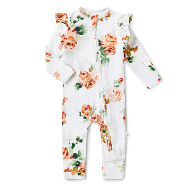 Rosebud Organic Convertible Romper with Frill | Snuggle Hunny