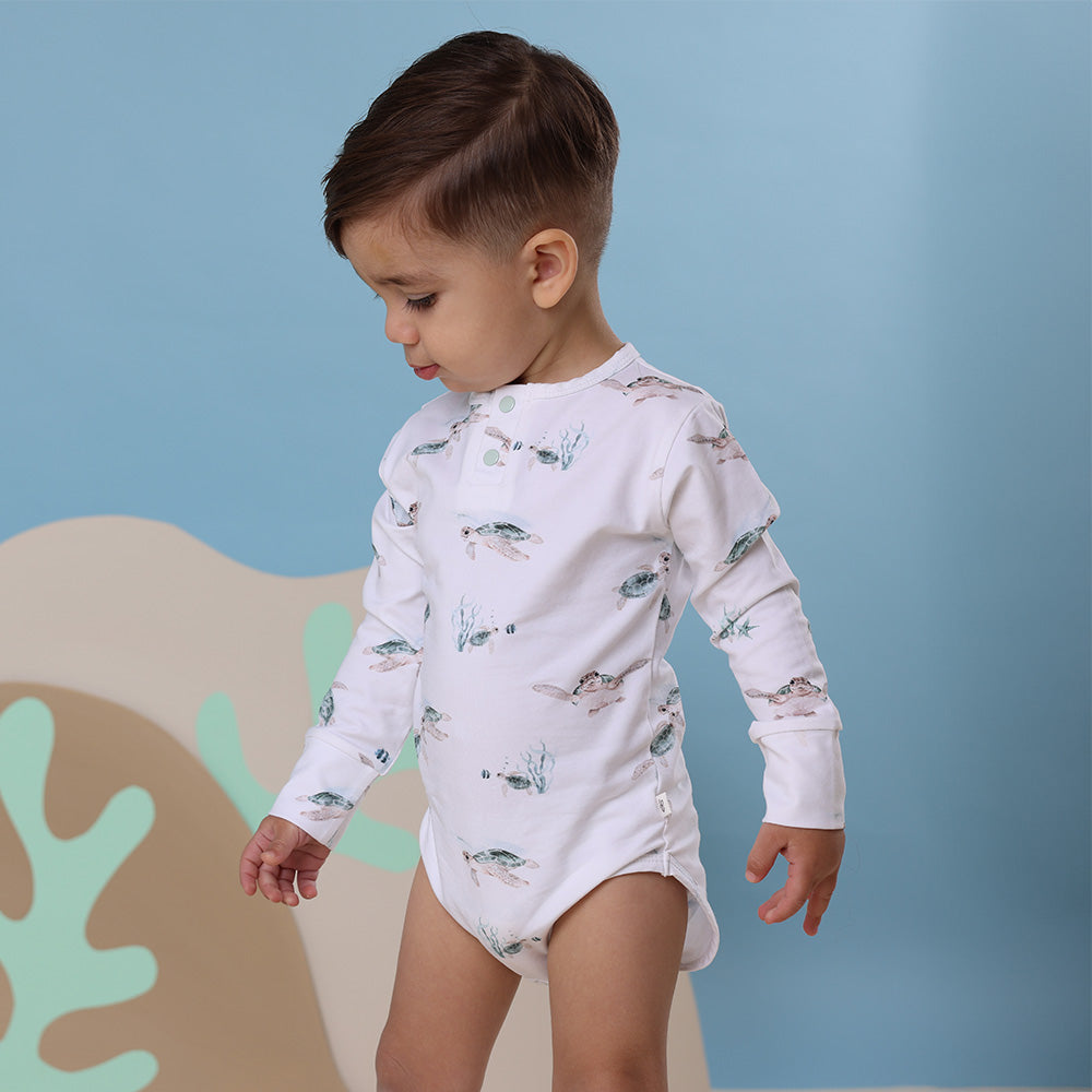 Turtle Long Sleeve Organic Bodysuit