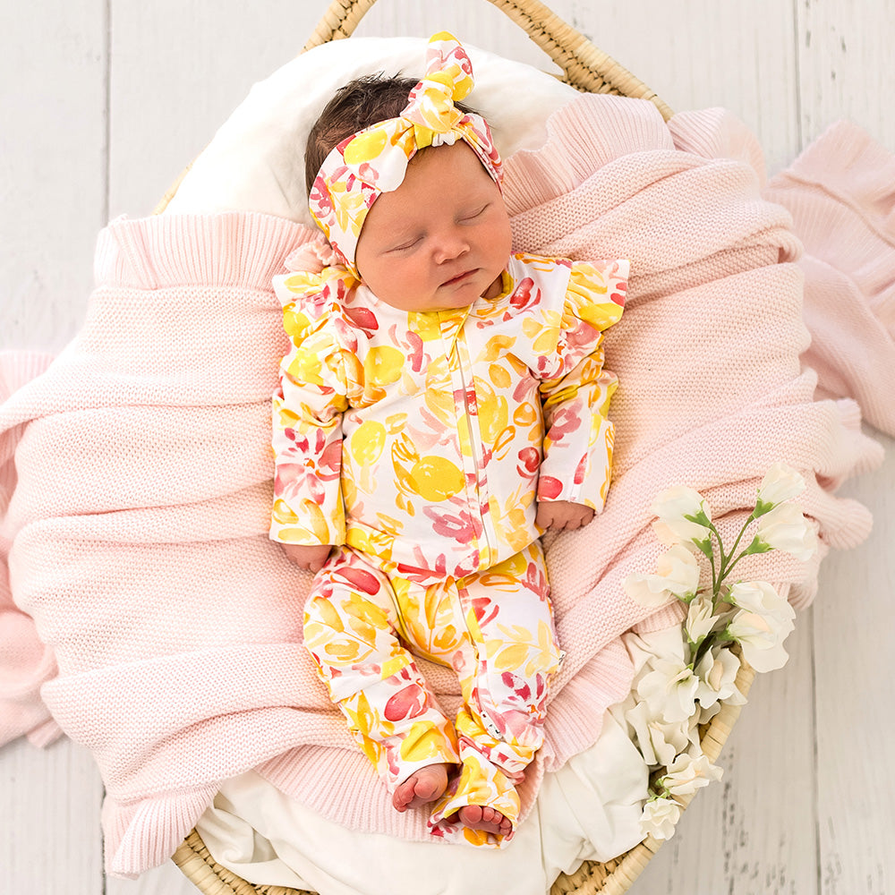 Sofia Organic Snugglesuit Convertible Romper with Frill - View 10