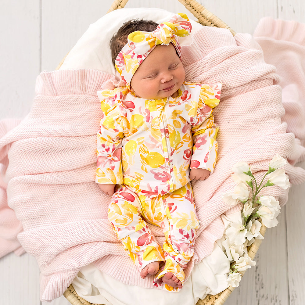 Sofia Organic Snugglesuit Convertible Romper with Frill - View 3