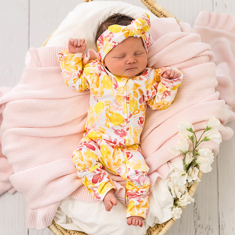 Sofia Organic Snugglesuit Convertible Romper with Frill - View 6
