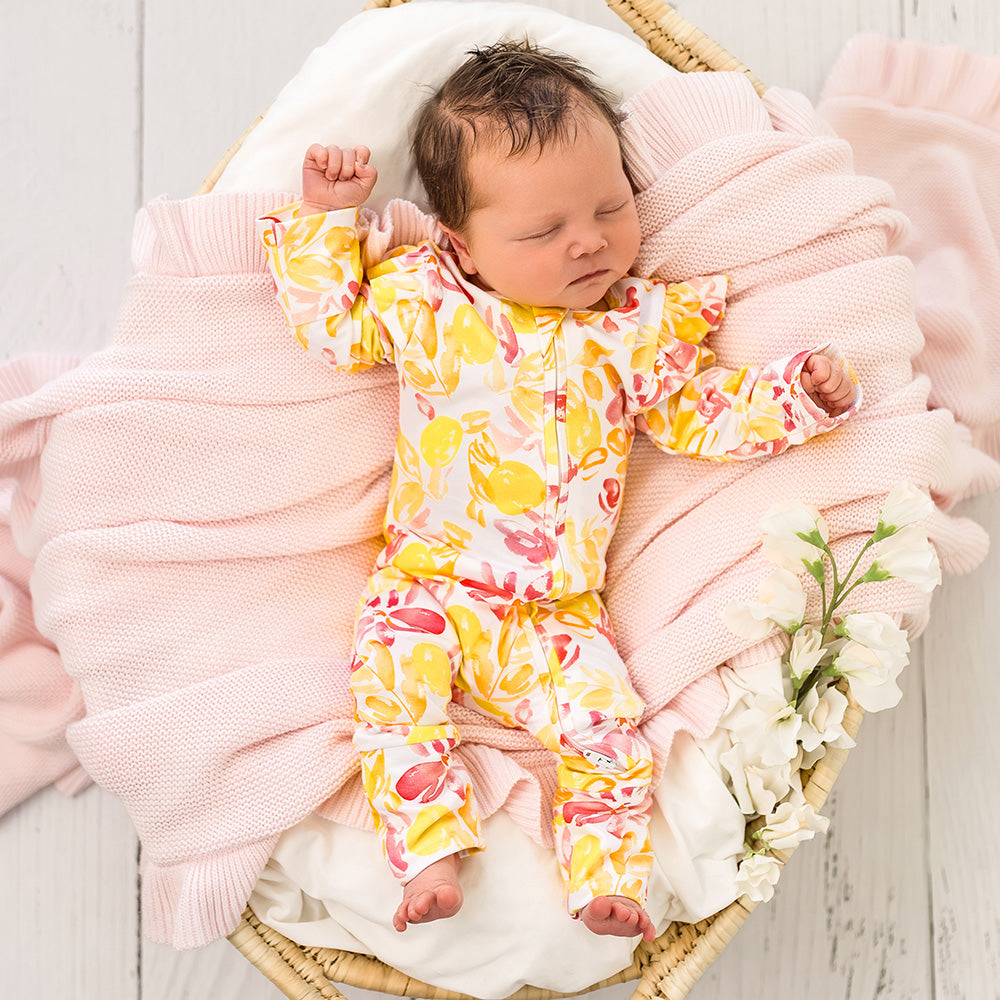 Sofia Organic Snugglesuit Convertible Romper with Frill - View 11