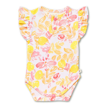 Sofia Short Sleeve Organic Bodysuit with Frill | Snuggle Hunny