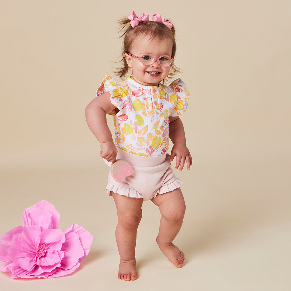Sofia Short Sleeve Organic Bodysuit with Frill - View 13