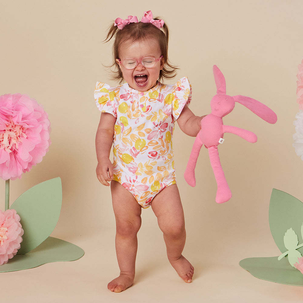 Sofia Short Sleeve Organic Bodysuit with Frill - View 5