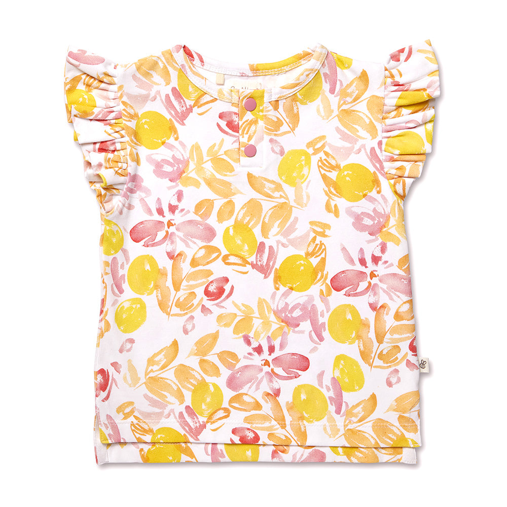 Sofia Organic Short Sleeve Top with Frill - View 2