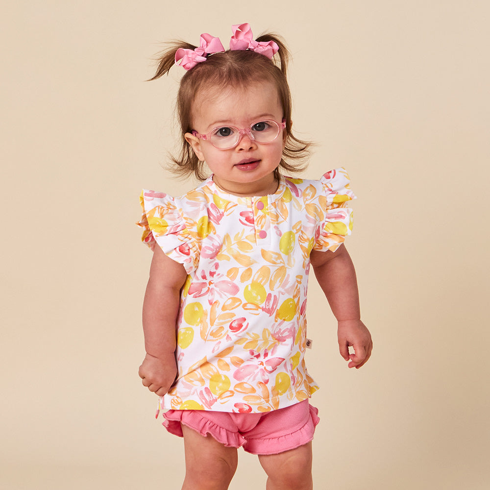 Sofia Organic Short Sleeve Top with Frill - View 7