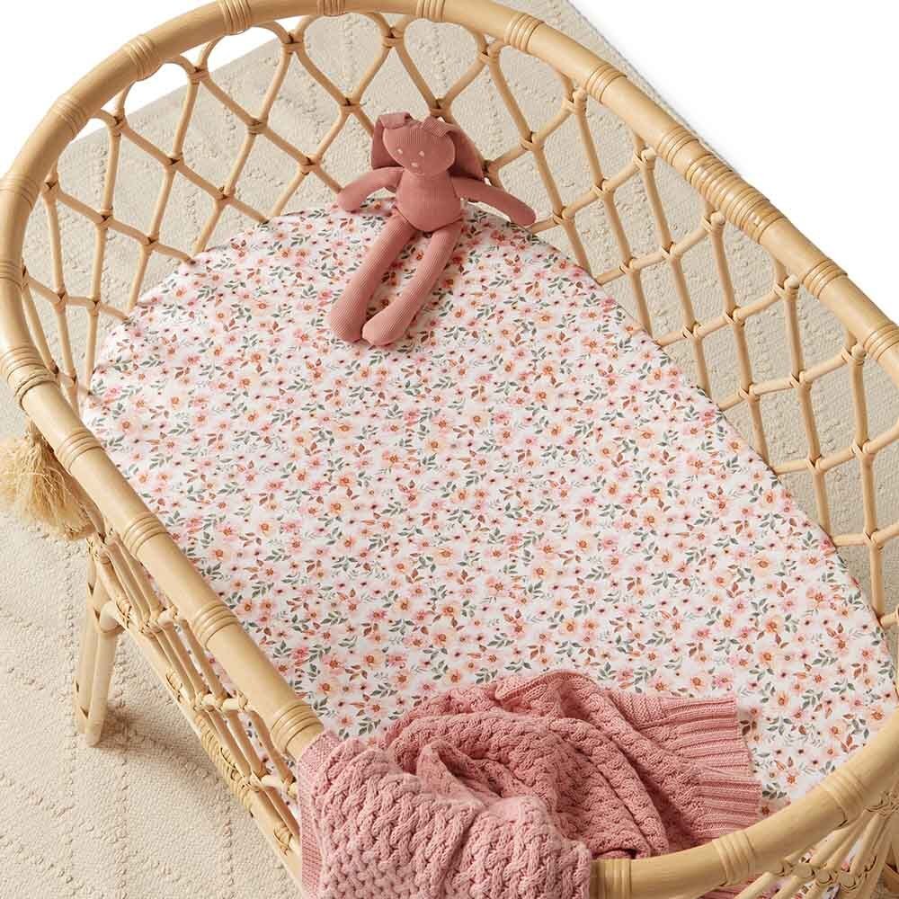 Spring Floral Organic Bassinet Sheet / Change Pad Cover - View 1