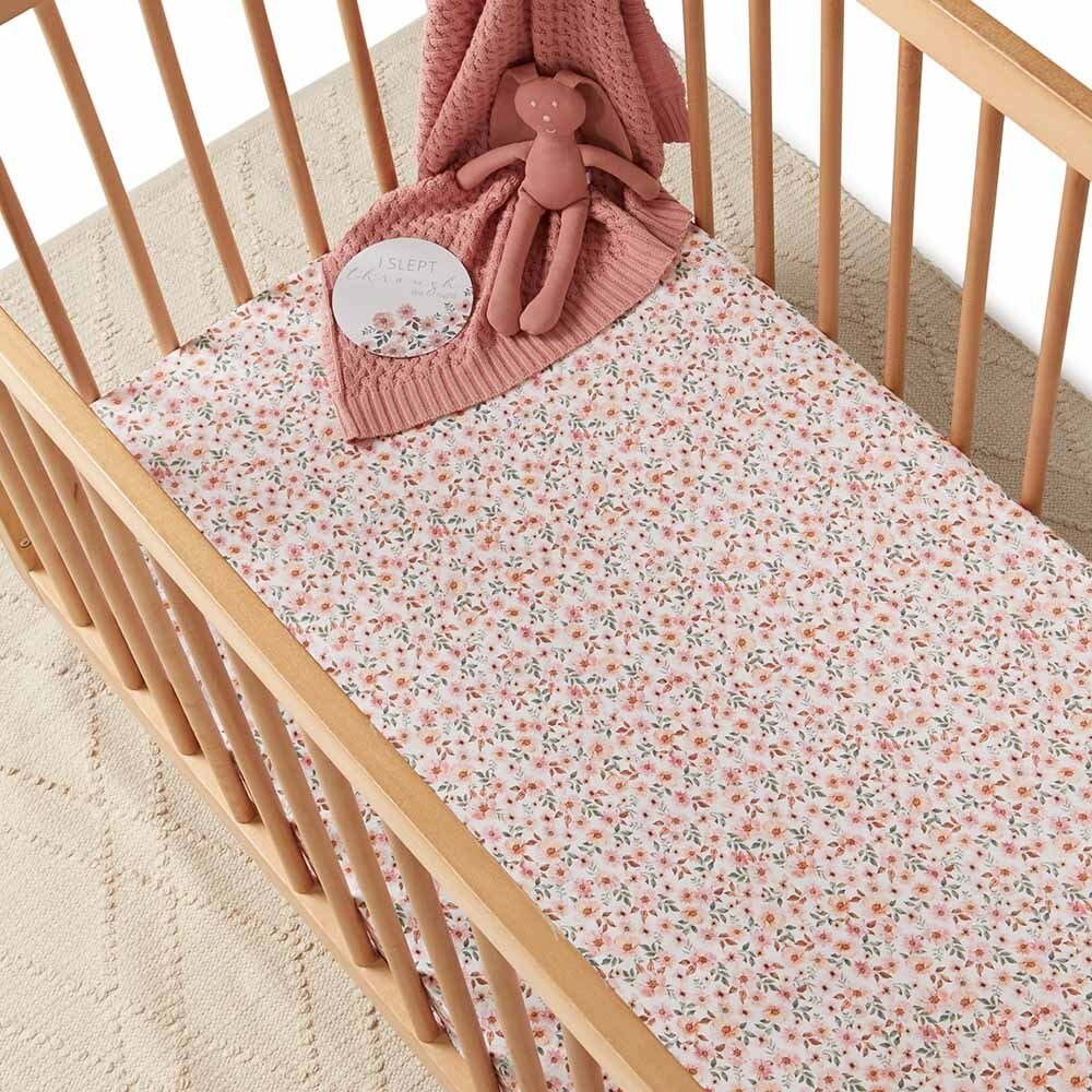 Spring Floral Organic Fitted Baby Cot Sheet Snuggle Hunny