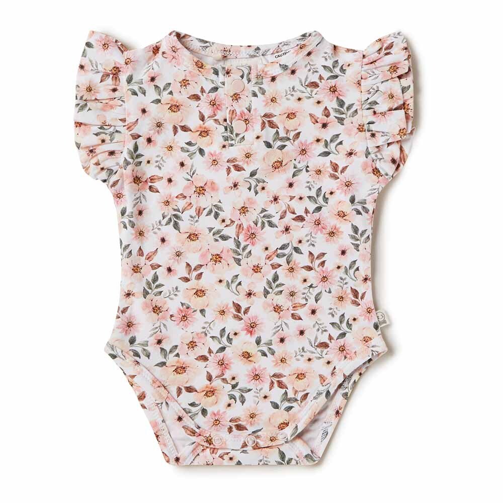 Spring Floral Short Sleeve Organic Baby Bodysuit