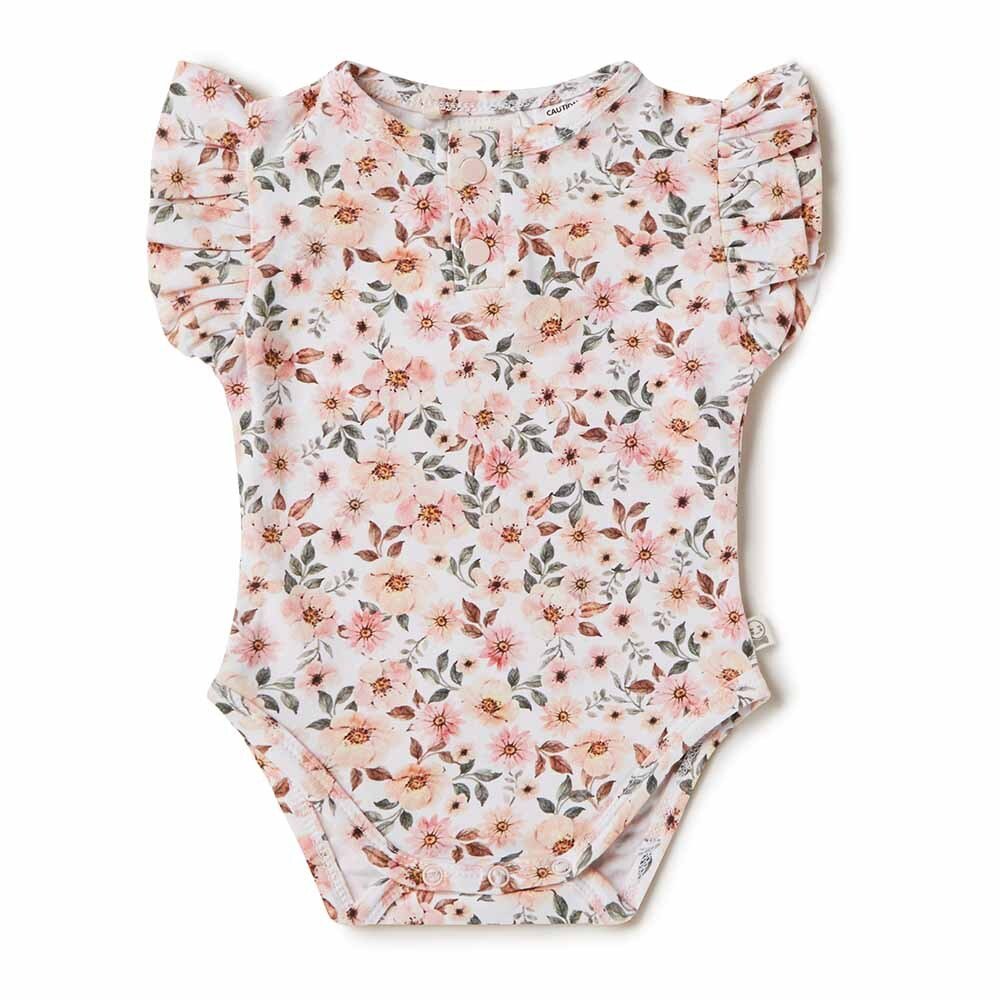 Spring Floral Short Sleeve Organic Baby Bodysuit | Snuggle Hunny