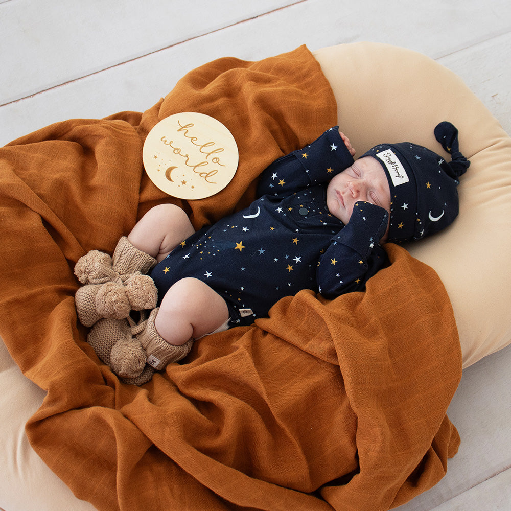Starry Night Long Sleeve Organic Bodysuit - View 9