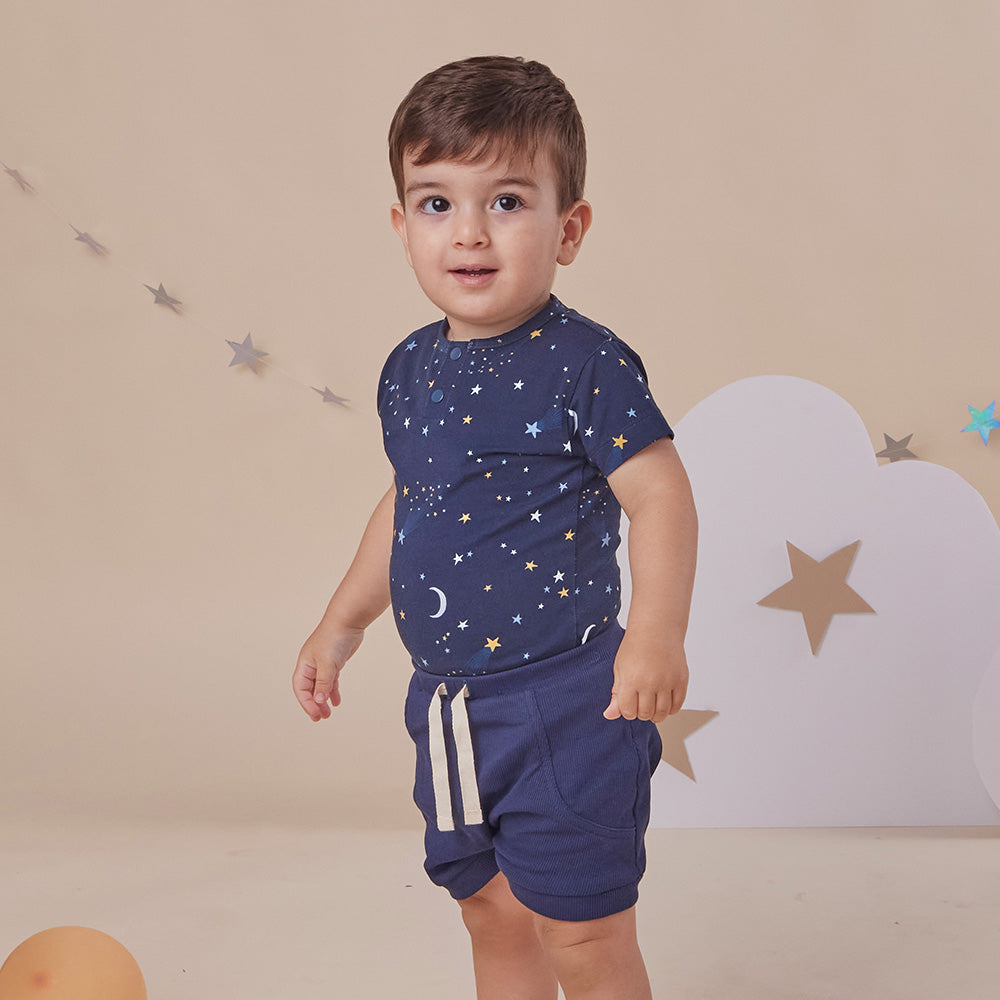Starry Night Short Sleeve Organic Bodysuit - View 9