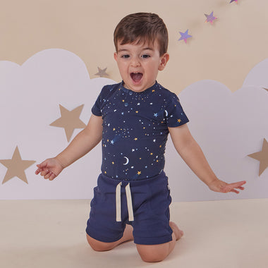 Starry Night Short Sleeve Organic Bodysuit | Snuggle Hunny
