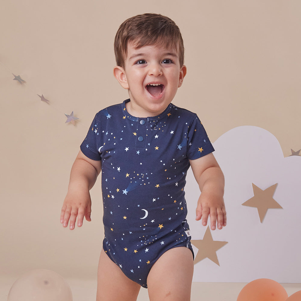 Starry Night Short Sleeve Organic Bodysuit - View 3