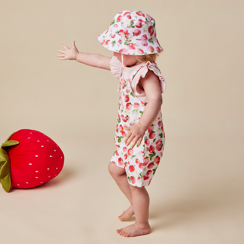 Strawberry Organic Snuggle Overall Shorts - View 7