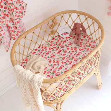 Strawberry Organic Bassinet Sheet / Change Pad Cover-Snuggle Hunny