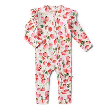 Strawberry Organic Snugglesuit Convertible Romper | Snuggle Hunny 